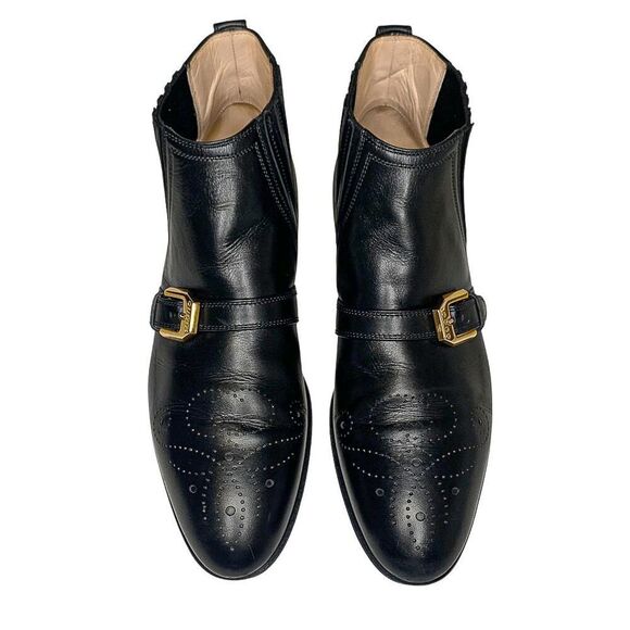 Gucci Interlocking G Logo Perforated Brogue Ankle Boot EU 37.5 US 7.5 Leather - Picture 2 of 11